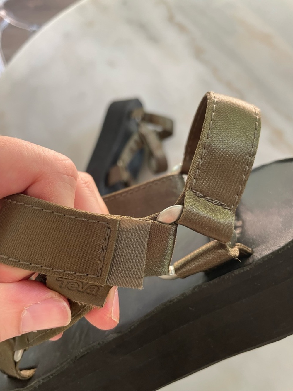 Teva Platform Strap Sandals in Olive Green and Black size 8 - Picture 3 of 4